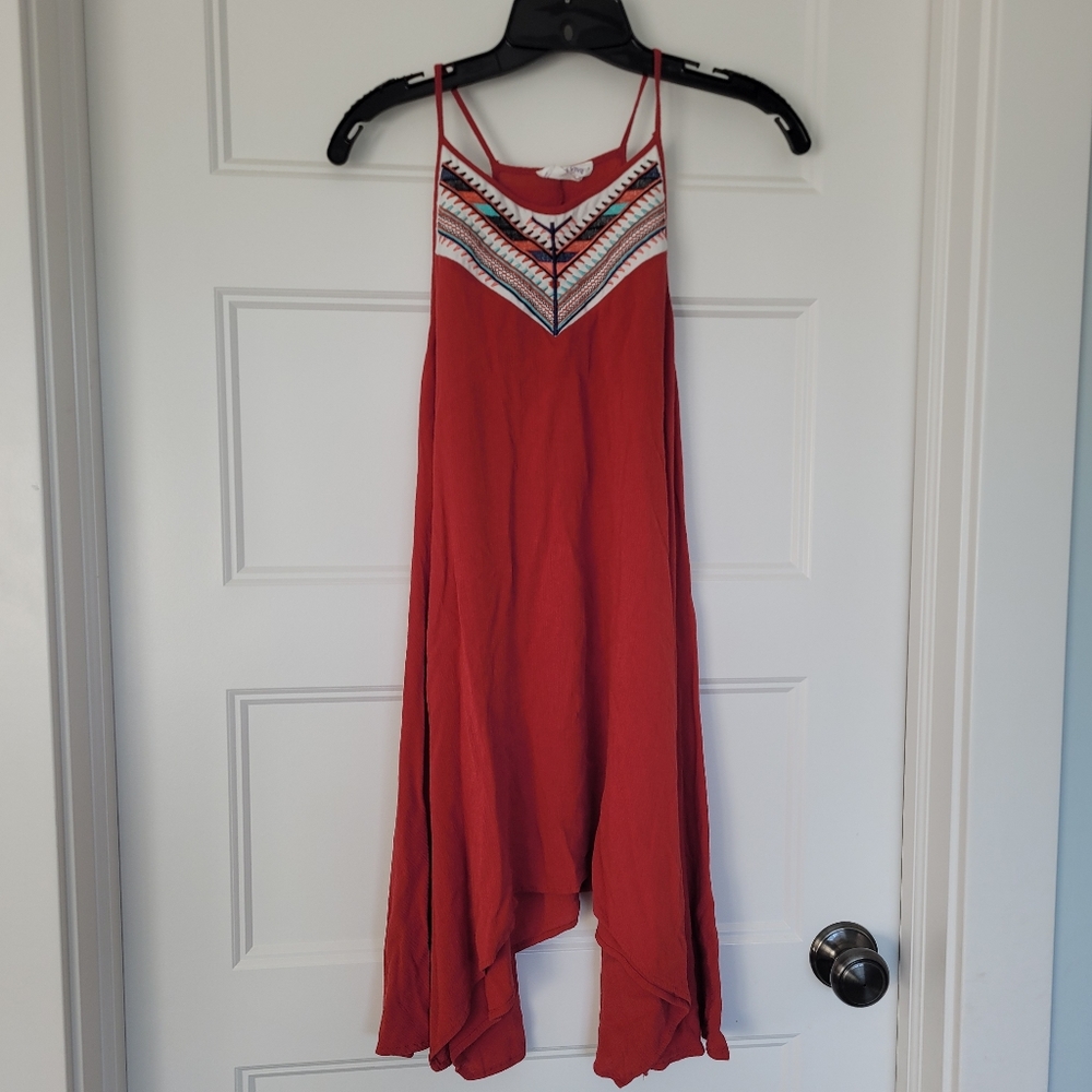 Call Me Stevie Asymmetrical Hem Embroidered Tank dress Size Small